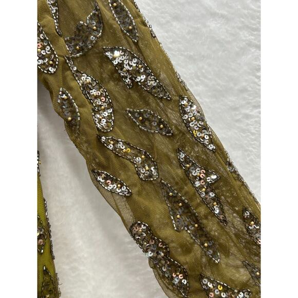 NWT Mac Duggal 5124 Women's Olive Green Beaded Long Sleeve Evening Gown Size 20 - Picture 9 of 16